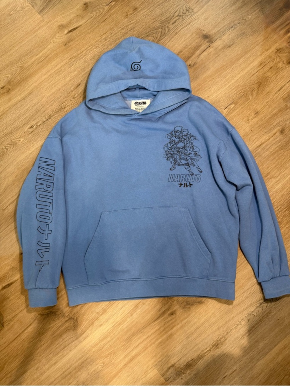 Pull&Bear Light Blue Naruto Graphic Hoodie